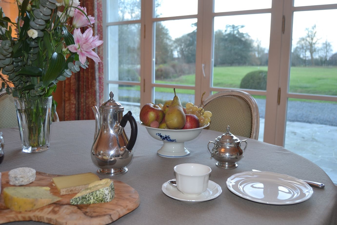 Ontbijt in de bed & breakfast van het Château de la Saulinière